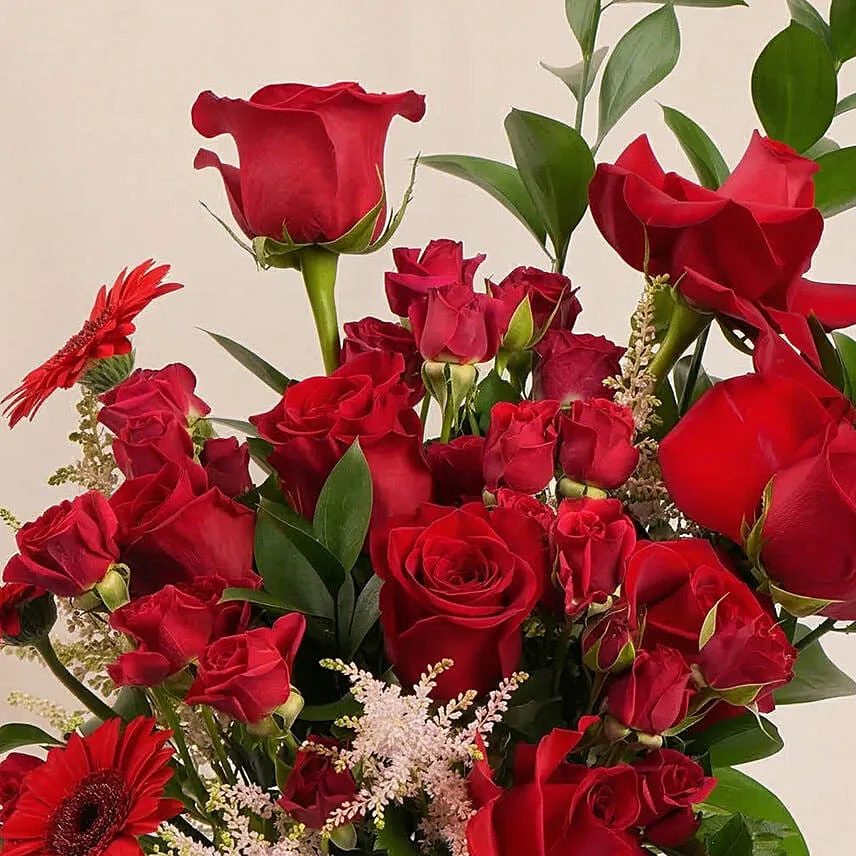 Luxury Red Roses And Gerberas Flower Box Gift