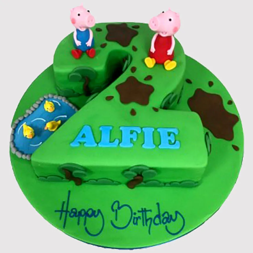 2 Years Old Peppa Pig Theme Cake