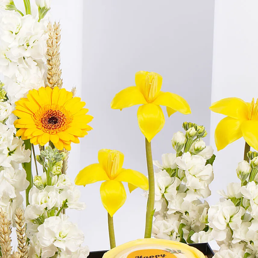 Celebration With Flowers and Cake