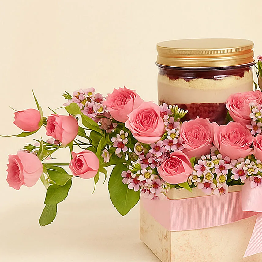 Jar Cake and Roses Box