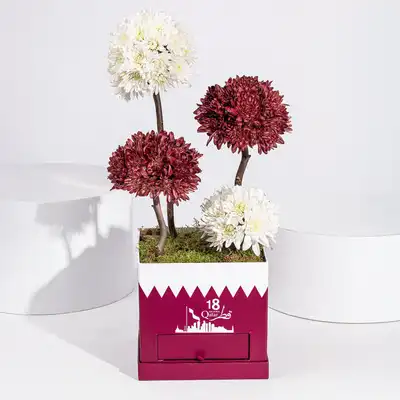 Elegant National Day Chrysanthemum Flower Arrangement with Chocolates