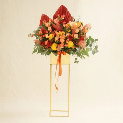 Heavenly Mixed Flowers Golden Stand