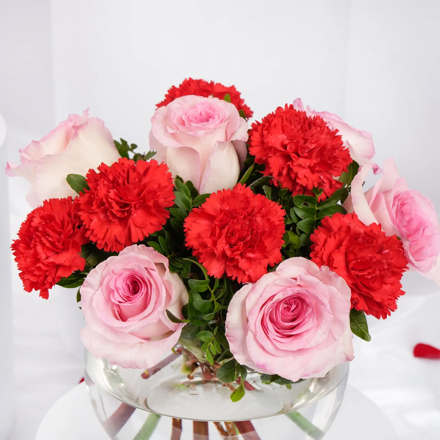 Romantic Valentine Combo: Elegant Flower Bowl with Heart Balloon