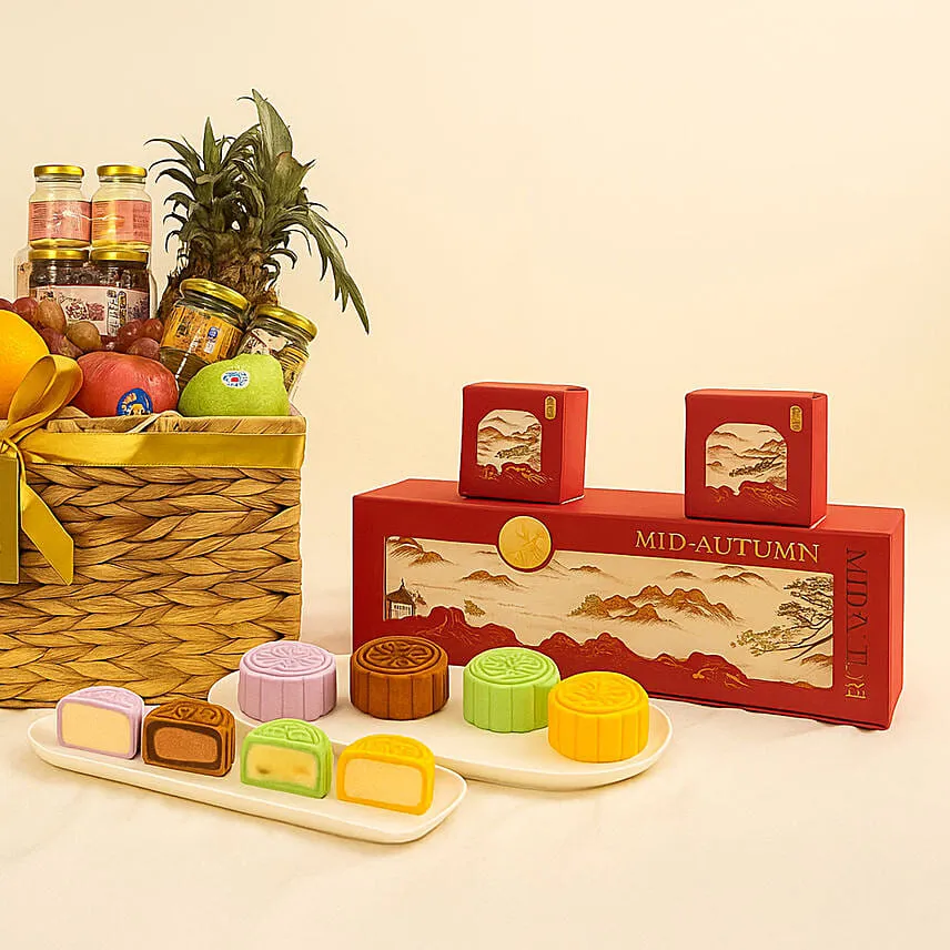 Wellness Mid-Autumn Hamper with Snowskin Mooncakes Fruits & Wellness Delights