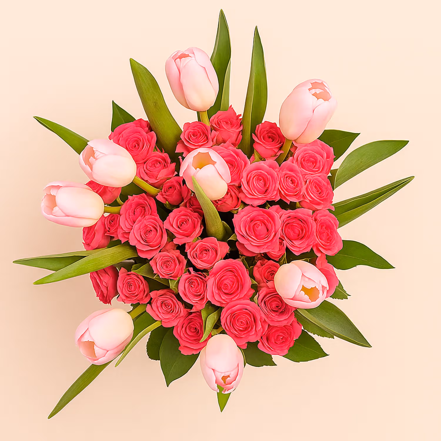 فازة ورد فوشي و توليب راقية
