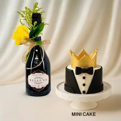 BelliNo Sparkling Drink With Rose n Mini Cake