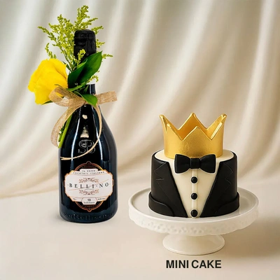 BelliNo Sparkling Drink With Rose n Mini Cake
