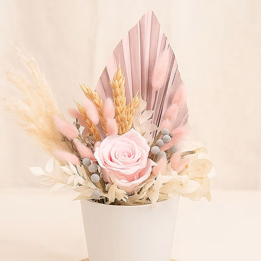 Graceful Pink Preserved Flower Vase