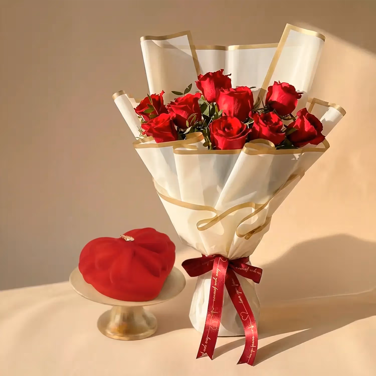 Elegant Valentine's Day 9 Red Roses - Bouquet