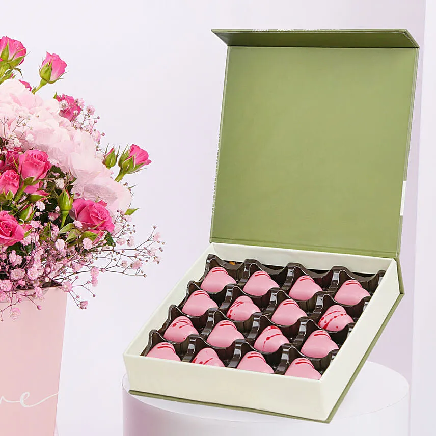 Mothers Day Hydrangeas with Chocolate Box