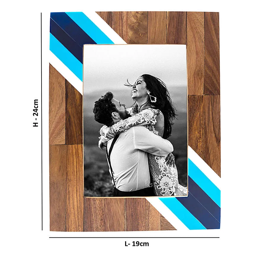 Personalised Blue And White Wooden Photo Frame