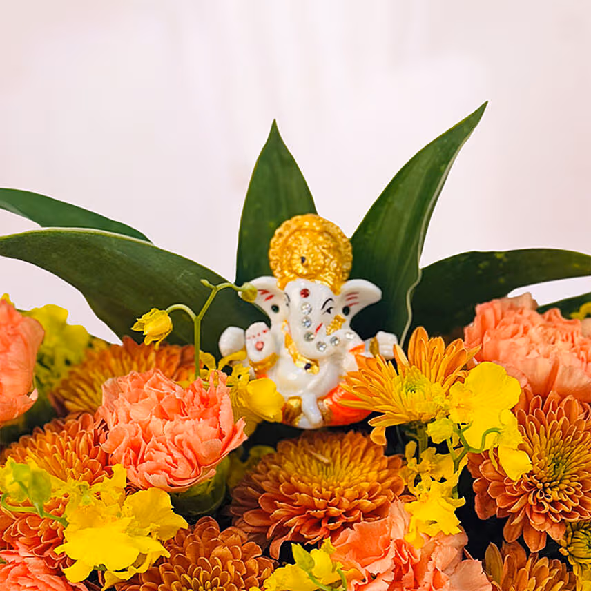 Deepavali with Flowers and Ganesha