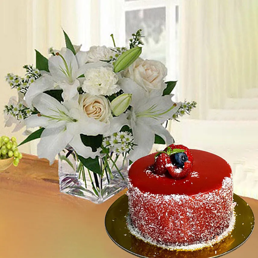 Attractive Birthday Bloom with Cake