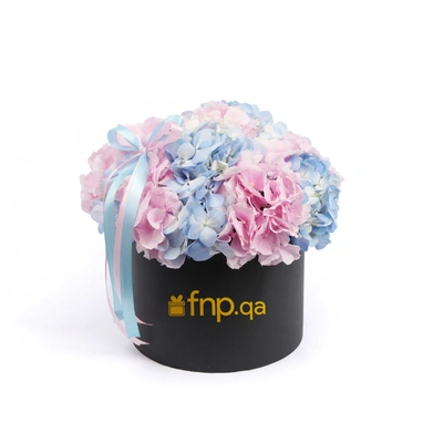 Elegant Hydrangea Bouquet in Luxurious Black Box