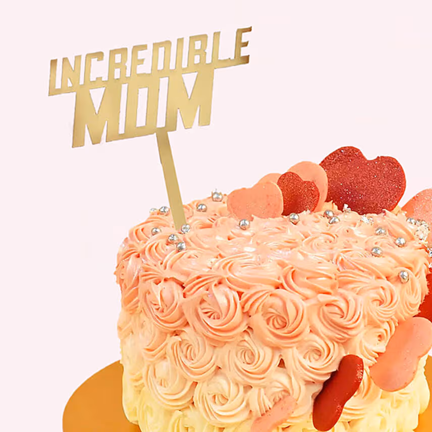 Floral Heart Chocolate Cake for Mom
