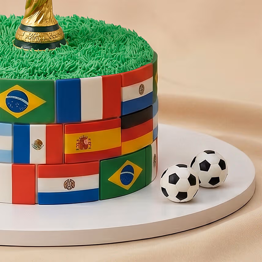 World Cup and Flags Chocolate Cake - 1 Kg