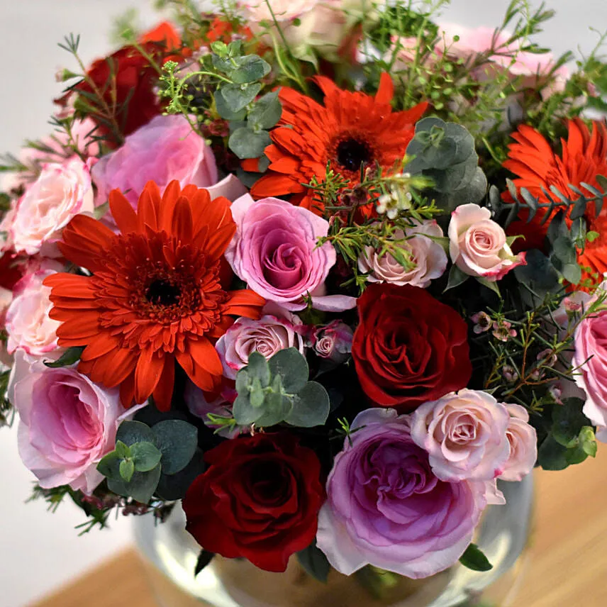 Alluring Mixed Flowers Fish Bowl Vase