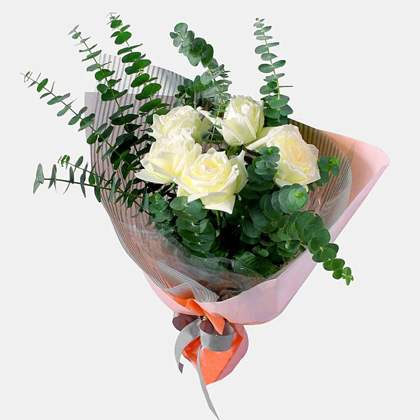 White Roses Innocence Bunch