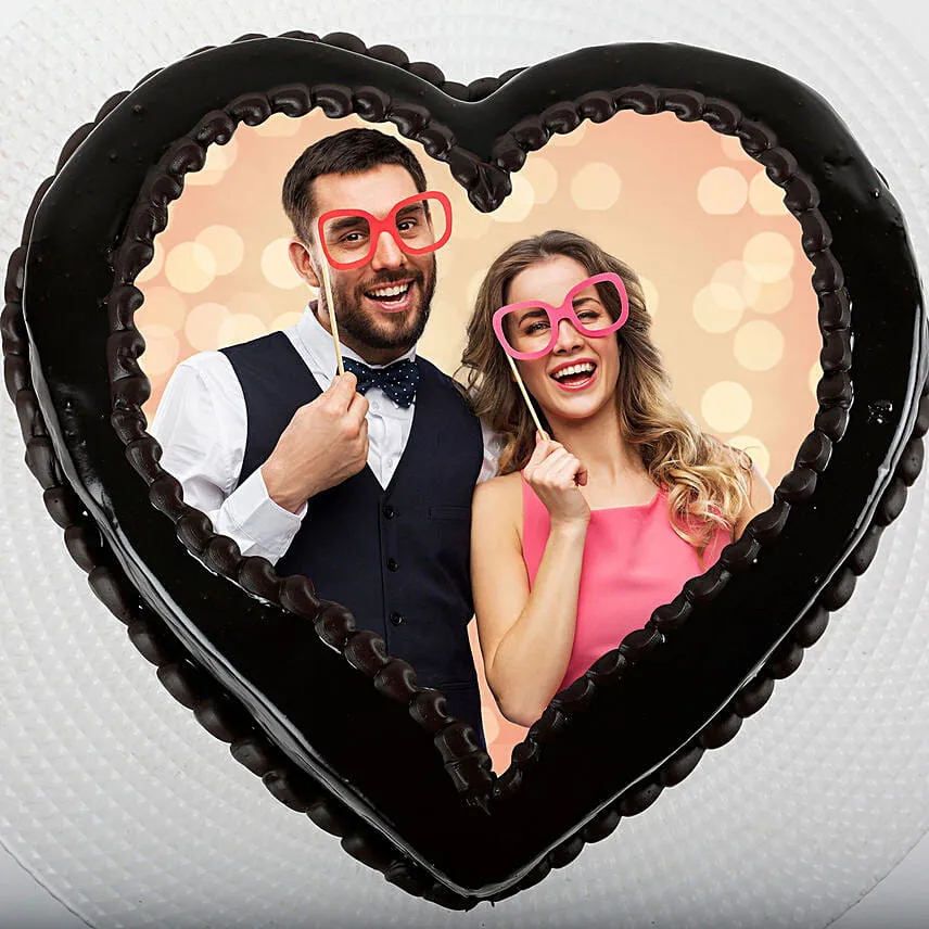Heart Shaped Truffle Photo Cake