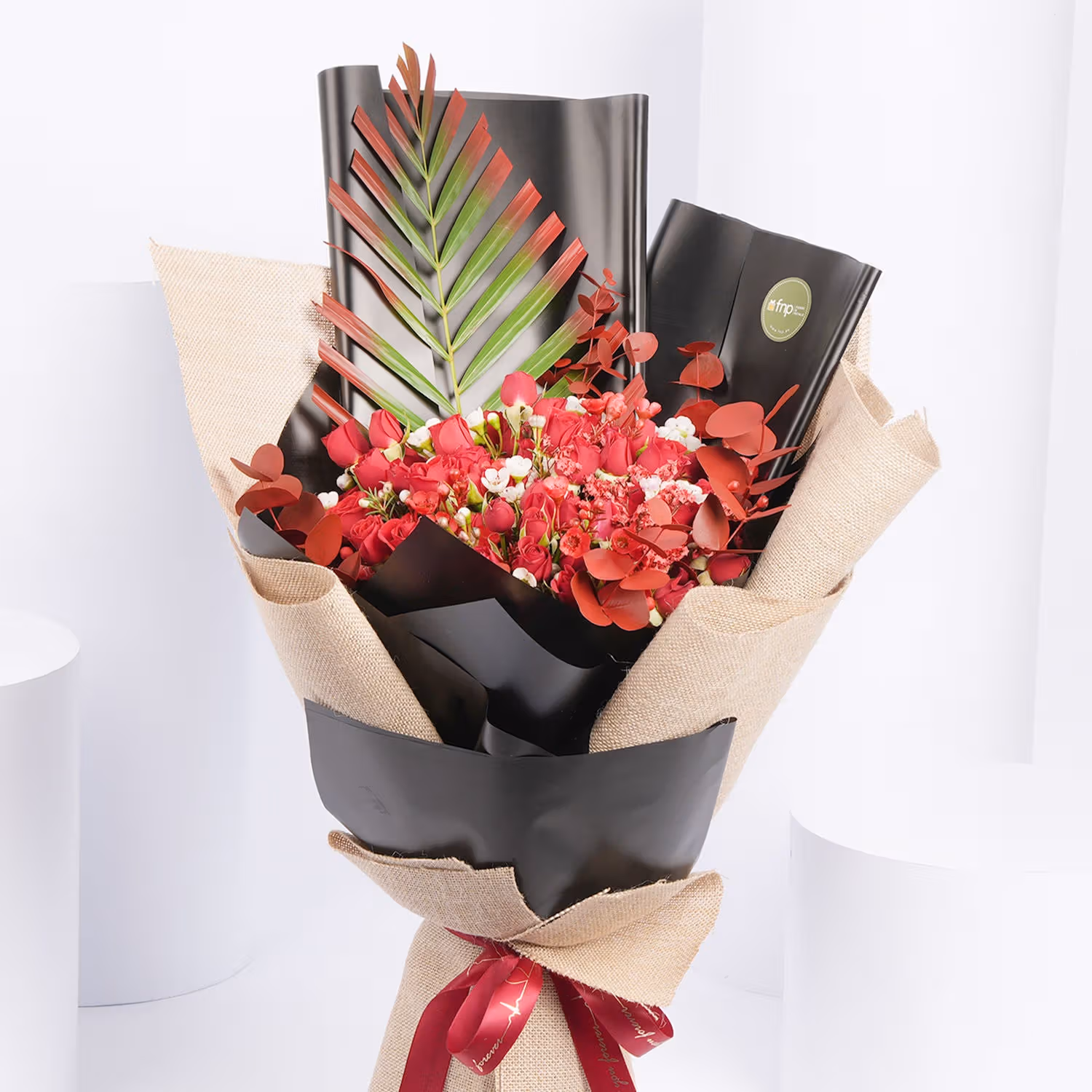 Crimson Charm & Rustic Romance: Luxurious Red Rose Bouquet