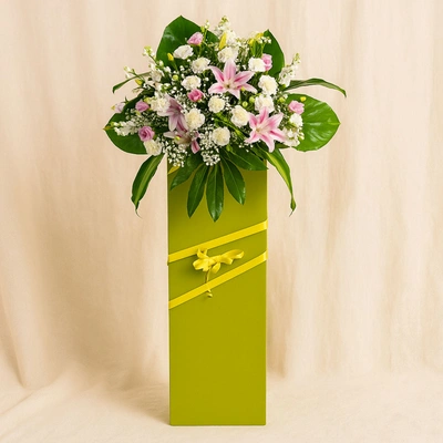 Heartfelt Condolence Mixed Flowers Green Stand
