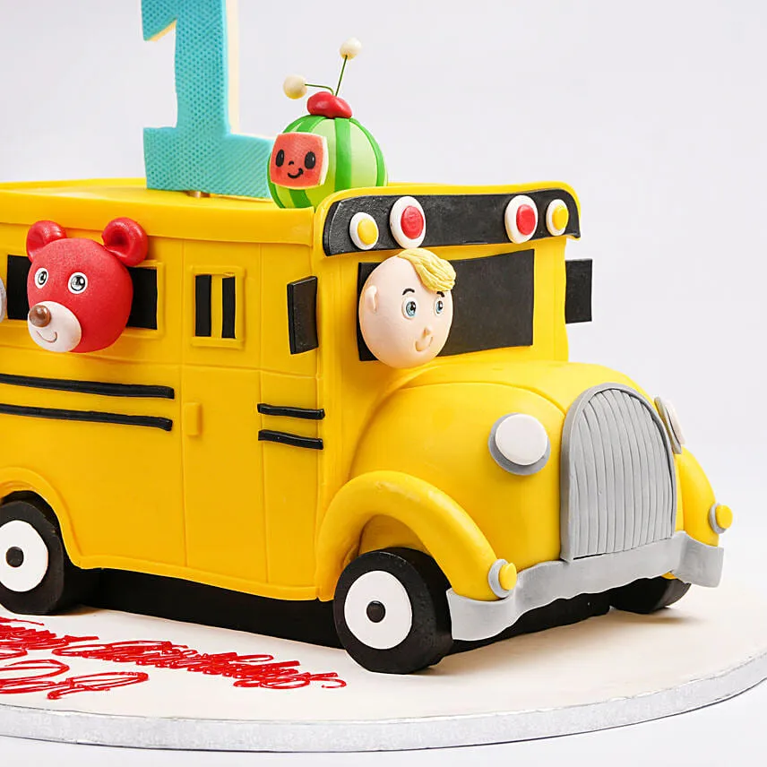Animals in Bus Kids Birthday Chocolate Cake