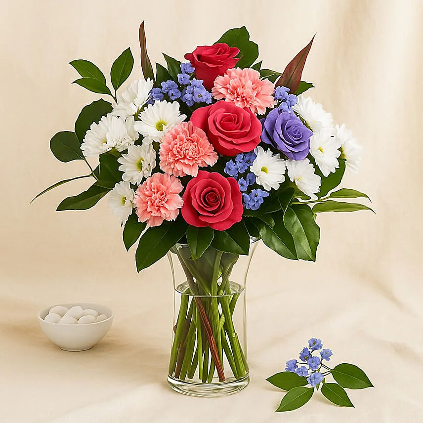 Pink and White Flower Vase
