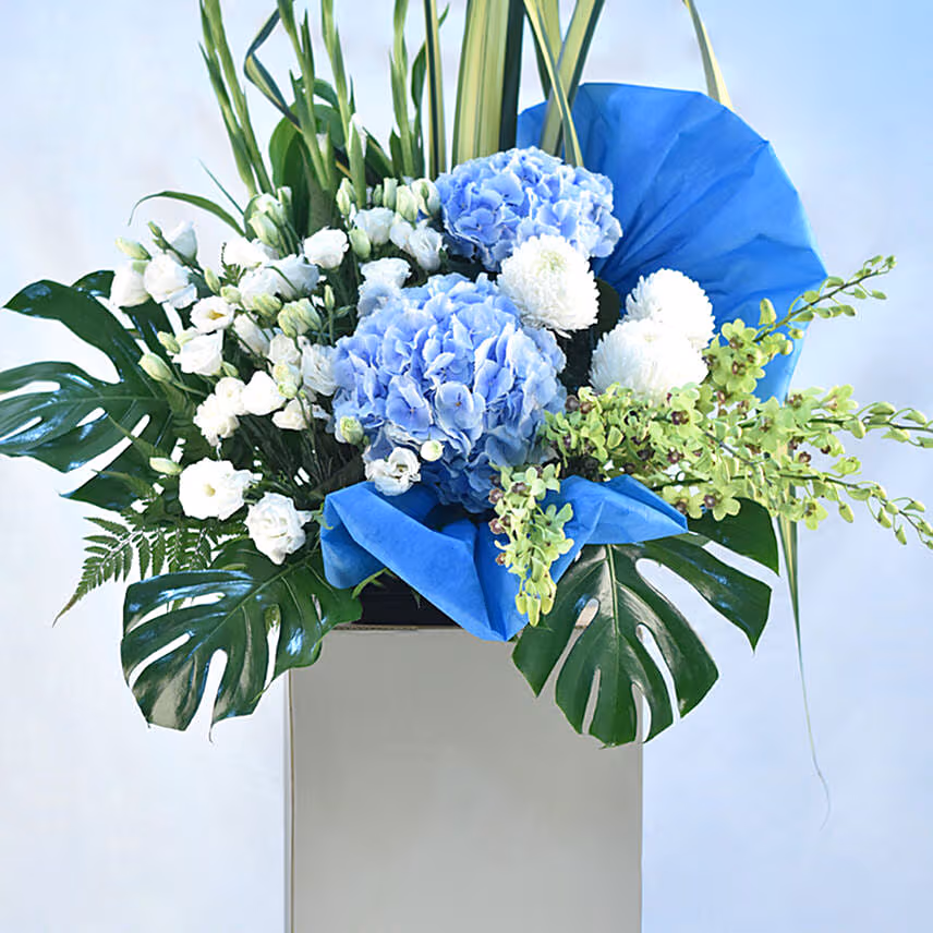 Soothing Mixed Flowers Black Stand