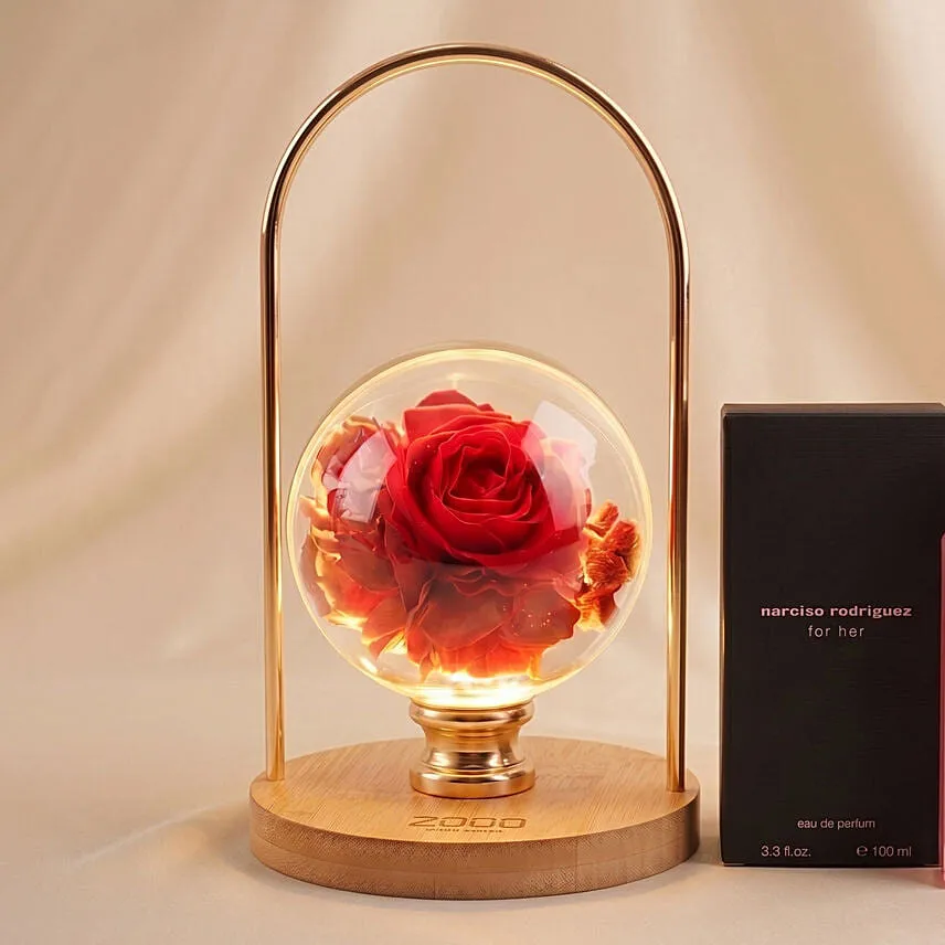 LED Rose Lamp & Narciso Rodriguez Perfume Set