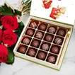 Elegant Red Rose Bouquet and Gourmet Belgian Chocolates Gift Set
