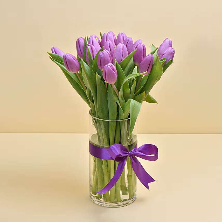 10 Purple Tulip Arrangement with Perfume