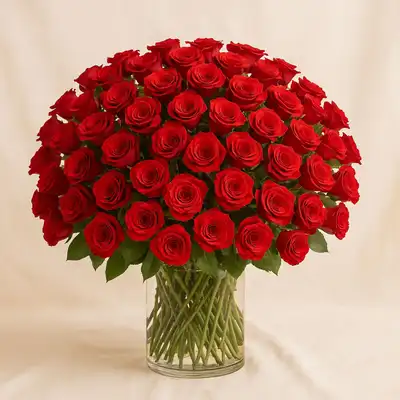 Amazing 100 Roses Glass Vase - Red
