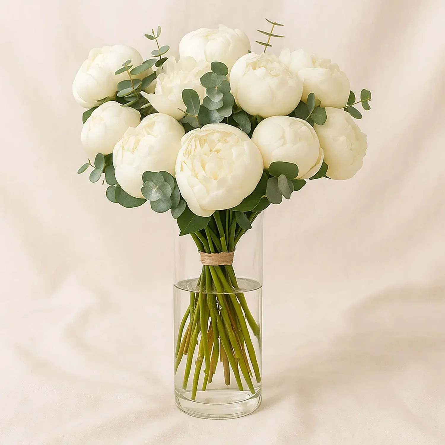 White Peonies Elegant Vase