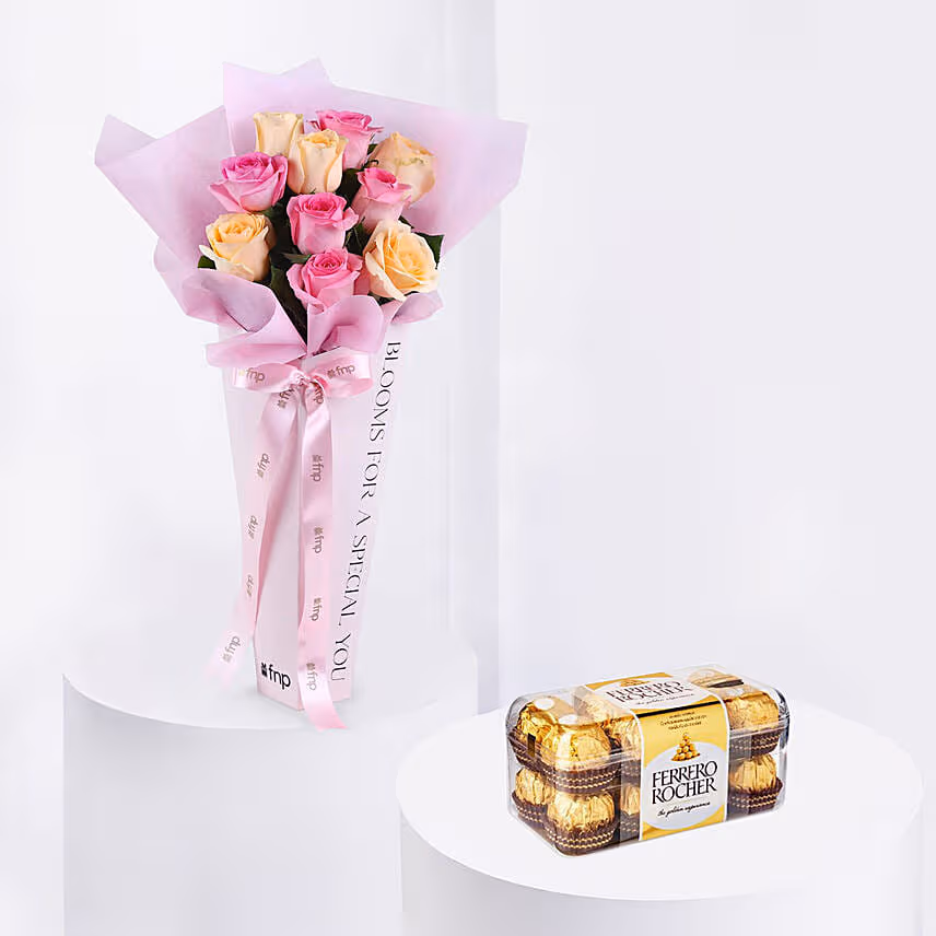 Pastel Petals Of Roses with Chocolates