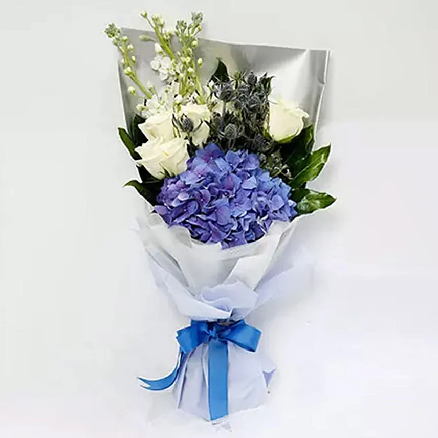 Elegant Bouquet Of Blues and Whites