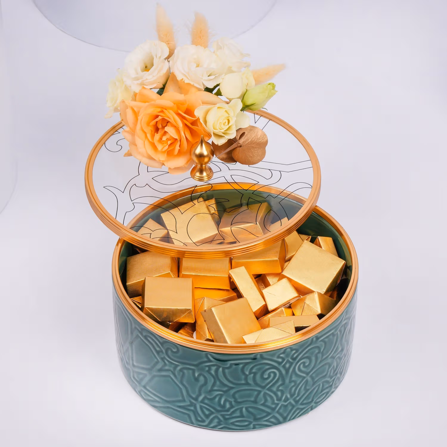 Otantik Home - Gray Chocolate Bowl with Flowers