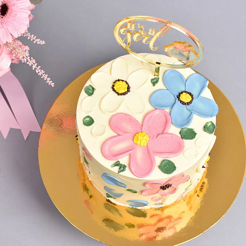 New Born Girl Flowers And Cake