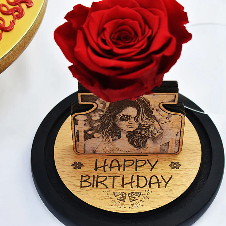 Happy Birthday Princess Chocolate Cake and Personalised Forever Rose