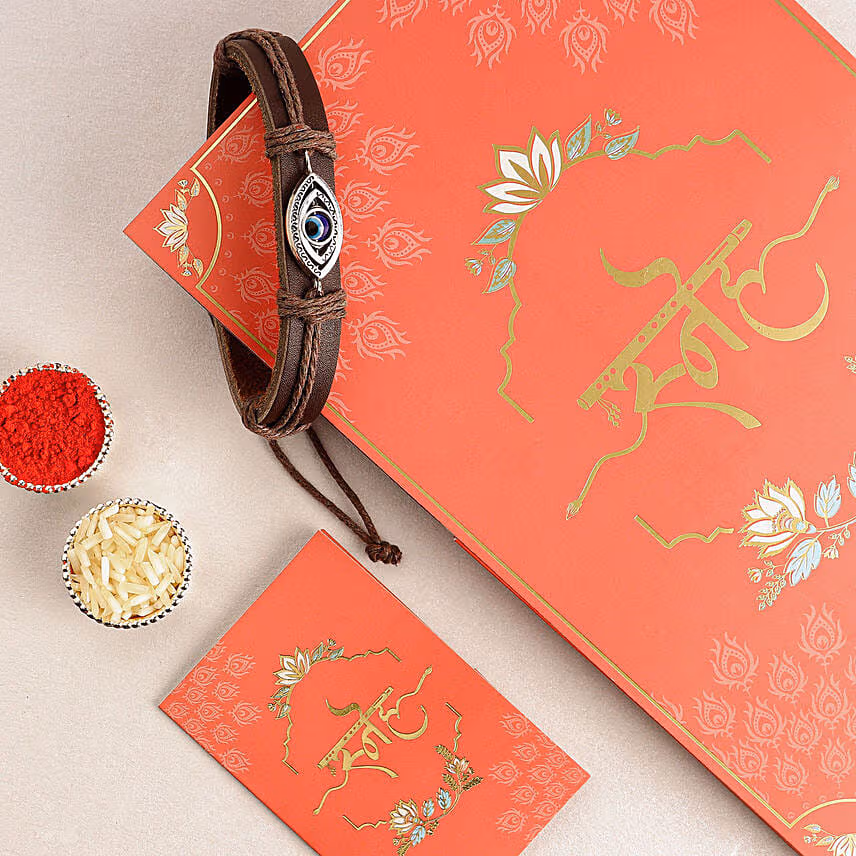 Evil Eye Bracelet Rakhi N Besan Ladoo Combo