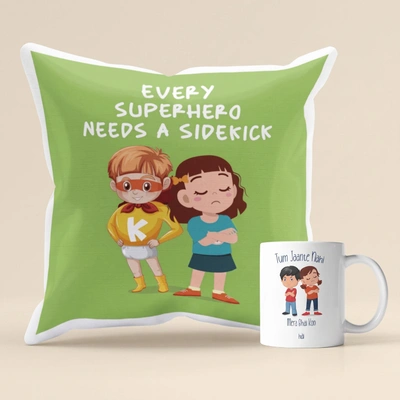 Every Superhero Needs a Sidekick Cushion N Mug Combo