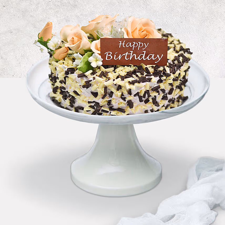 Chocolate and Vanilla Choco Chip Cake For Birthday