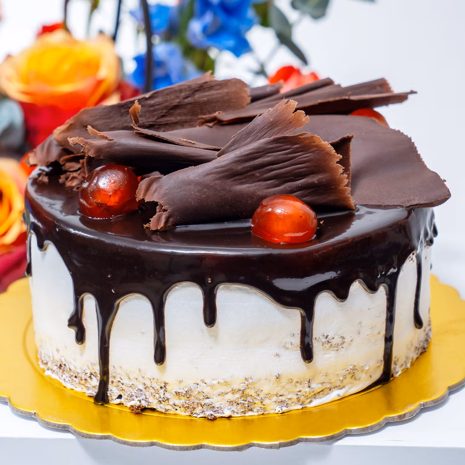 Flower Arrangement with Black Forest Cake