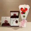 Elegant Gift Set: Red Tulips and Ajmal Perfumes Dur Al Khaleej Collection