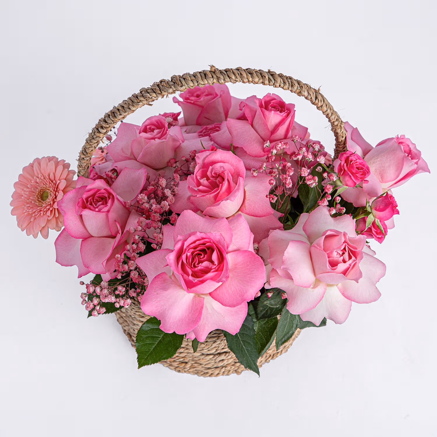 Elegant Pink Flower Basket Arrangement