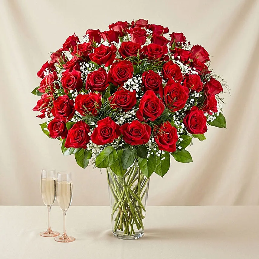 Bunch of 50 Scarlet Red Roses