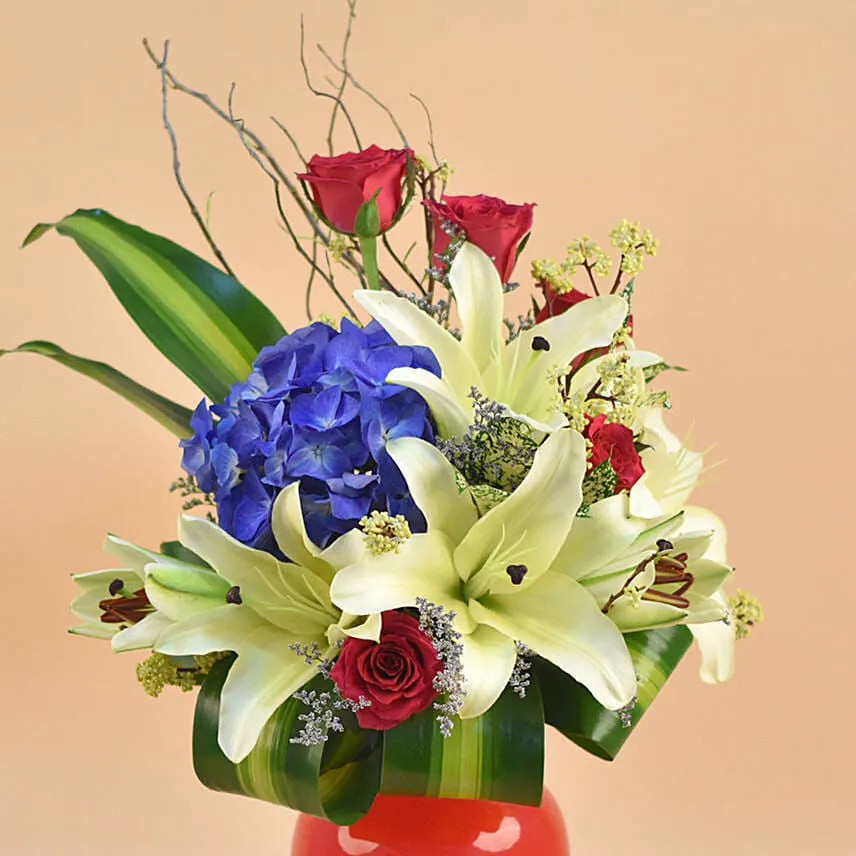Charismatic Flowers Red Vase