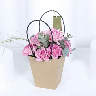 Exquisite Pink Rose Bouquet with Eucalyptus and China Grass