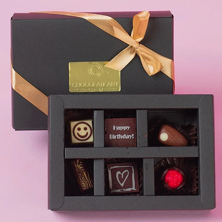 Artistic Happy Birthday Chocolate Box- 6 Pcs