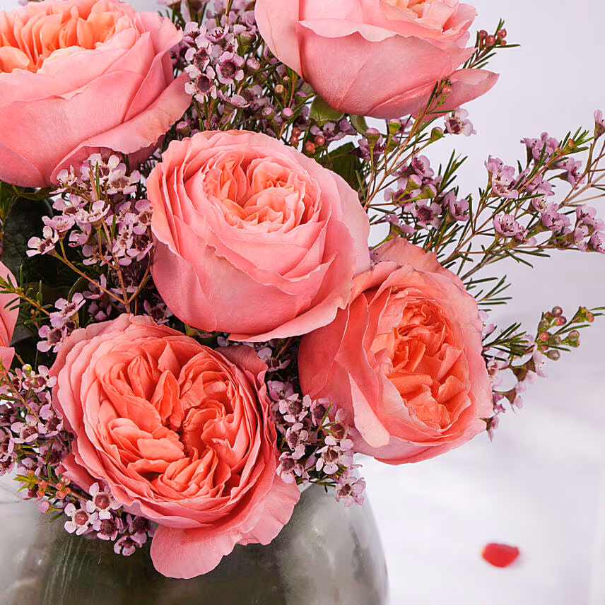 Valentines Pink Charm in Gold Vase