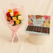 Diplomat Chocolate Box n Colorful Rose Bouquet